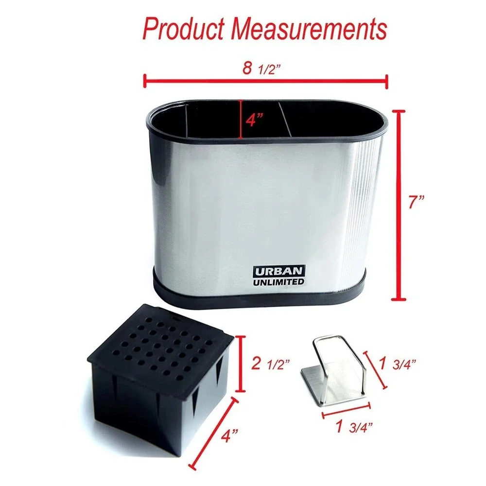 Stainless-steel Utensil Holder, Large 8.5''/ 7